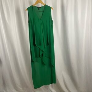 BCBGMaxAzria Medium Kelly Green Asymmetrical Green Ruffled Tiered Dress Flowy